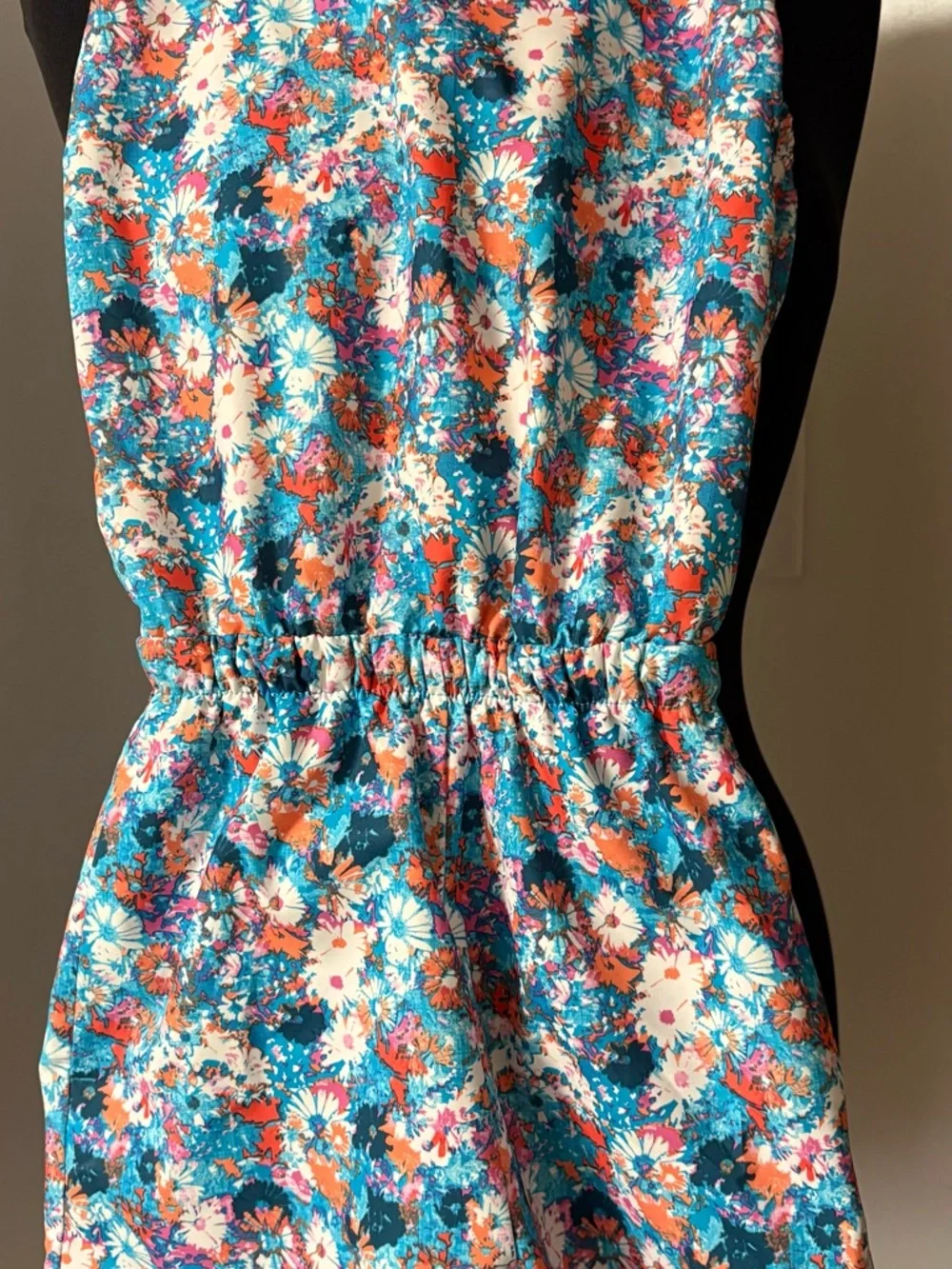 The North Face Girls Floral Jumpsuit - Blue & Coral Floral Print